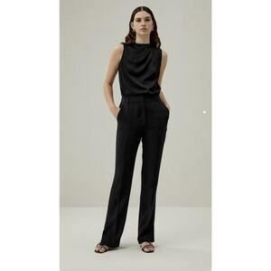 LILYSILK 39MM Silk Georgette Trousers NWT Black Size 6
